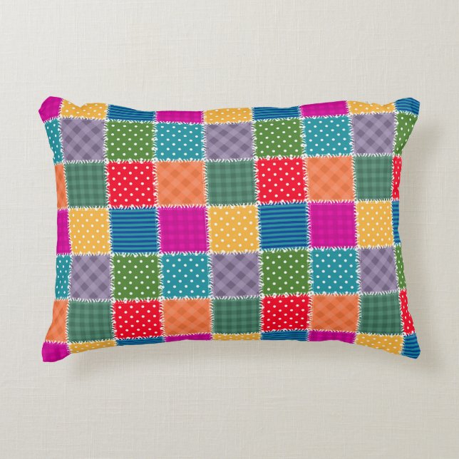 Patchwork achtergrond: Diverse Patroon Mix Accent Kussen (Voorkant)