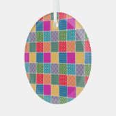 Patchwork achtergrond: Diverse Patroon Mix Glas Ornament (Voorkant links)