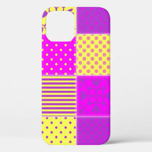 patchwork achtergrond met verschillende patronen k iPhone 12 hoesje
