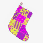 patchwork achtergrond met verschillende patronen k kleine kerstsok (Voorkant (Hangend))