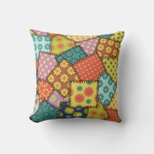 patchwork-achtergrond met verschillende patronen kussen