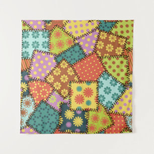 patchwork-achtergrond met verschillende patronen wandkleed