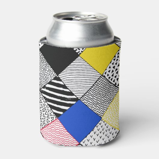 Patchwork achtergrond: vogels, stippen. blikjeskoeler (Blikje Voorkant)