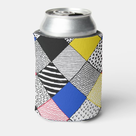 Patchwork achtergrond: vogels, stippen. blikjeskoeler (Blikje Achterkant)