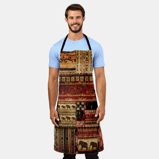 Patchwork africaans patroongrijsdrukachtergrond schort (Gedragen)