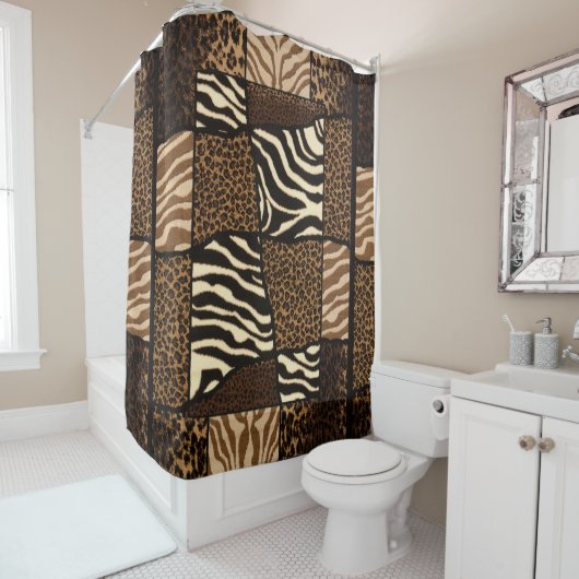 Patchwork African Animal Pattern Douchegordijn (In situ)
