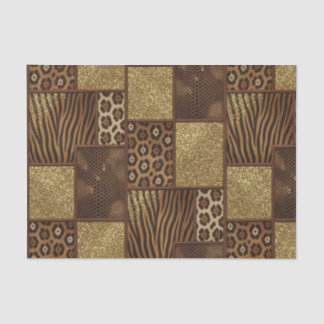 Patchwork African Animal Print | Brown & Gold Tissuepapier