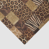 Patchwork Afrikaans Dierenprint | Bruin & Goud Tissuepapier (Detail)