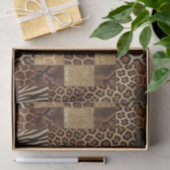 Patchwork Afrikaans Dierenprint | Bruin & Goud Tissuepapier (Geschenk)