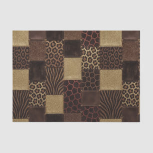 Patchwork Afrikaanse Dierenprint Bruin & Goud Tissuepapier