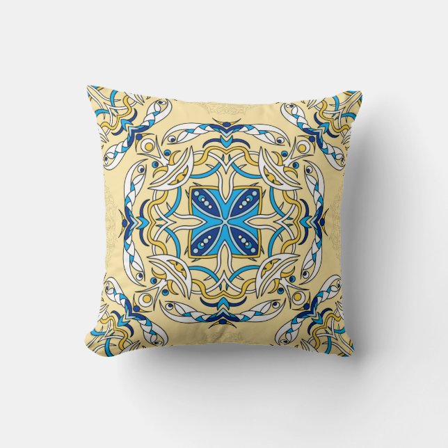 Patchwork Arabische Bloemen  Textuur Kussen (Voorkant)