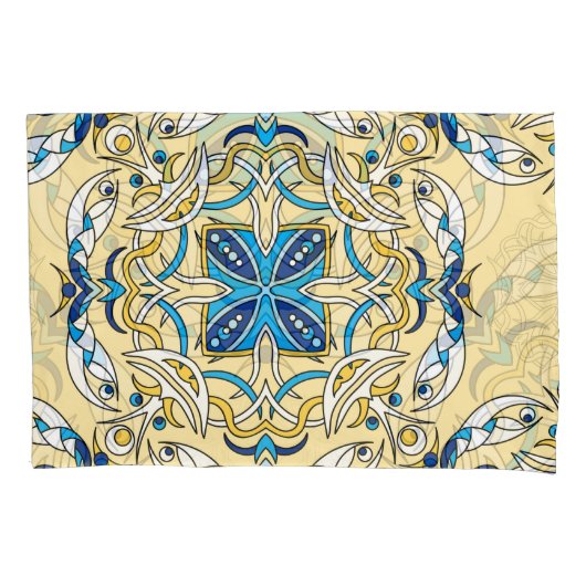 Patchwork Arabische Bloemen Textuur Kussensloop (Voorkant)