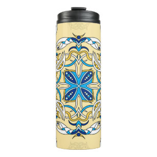 Patchwork Arabische Bloemen Textuur Thermosbeker
