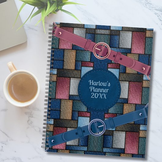 Patchwork Artistique mignon Planner bleu
