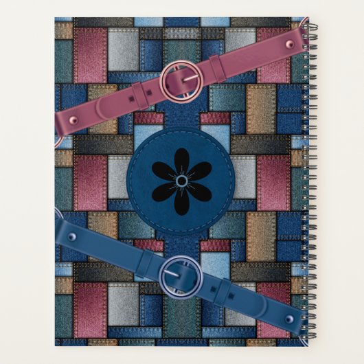 Patchwork Artistique mignon Planner bleu (Dos)