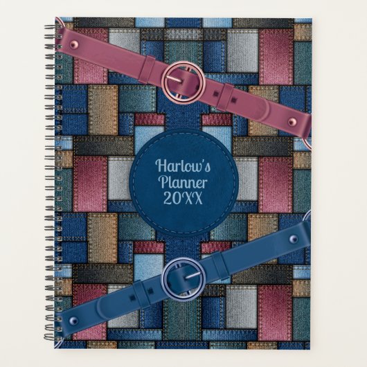 Patchwork Artistique mignon Planner bleu (Devant)