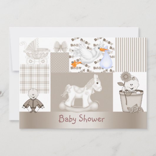PATCHWORK BABY SHOWER INVITATIE KAART (Voorkant)