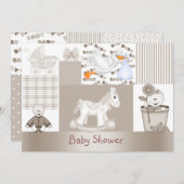 PATCHWORK BABY SHOWER INVITATIE KAART (Voorkant / Achterkant)