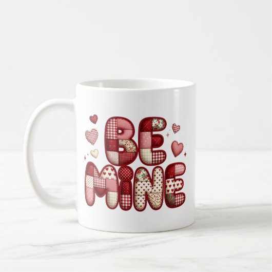 Patchwork "Be Mine" Valentine's Mug (Gauche)
