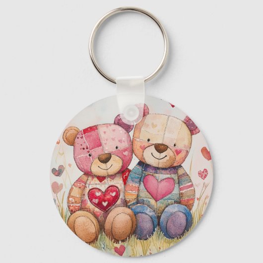 Patchwork Beren Valentijn Sleutelhanger (Voorkant)