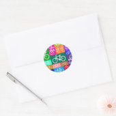 Patchwork Bicycles Ronde Sticker (Envelop)
