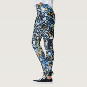 Patchwork Blauwe Bloemen: Naadloze Stof. Leggings (Links)