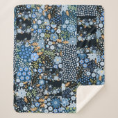 Patchwork Blauwe Bloemen: Naadloze Stof. Sherpa Deken (Voorkant)