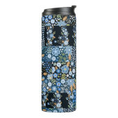 Patchwork Blauwe Bloemen: Naadloze Stof. Thermosbeker (Gedraaid links)