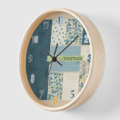 Patchwork Bleu Ensemble Mur Horloge (Angle)