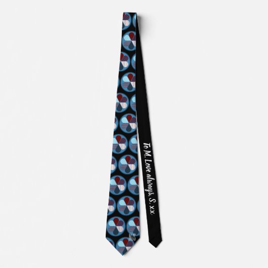 PATCHWORK BLOEMCIRKELS PATROON MONOGRAM INITIALEN STROPDAS (Voorkant)