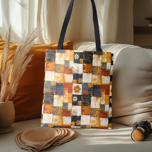 Patchwork Bloemen met Japanse en moderne texturen Draagtas
