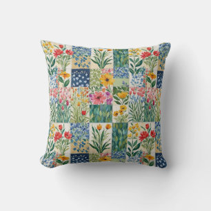 Patchwork Bloemrijke Botanische Tuin Bloemen Mooie Kussen