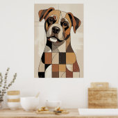 Patchwork Boxer - Geometrische Hond Poster (Keuken)