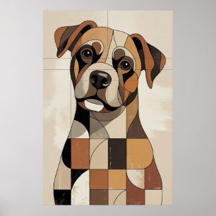 Patchwork Boxer - Geometrische Hond Poster
