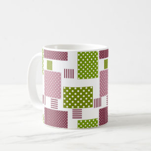 Patchwork bruin groene stippen witte achterkant koffiemok