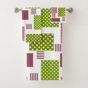 Patchwork brun vert pois dos blanc