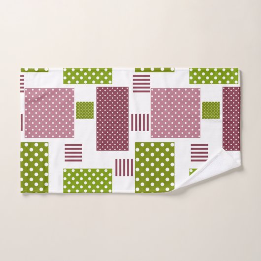 Patchwork brun vert pois dos blanc (Serviette à main)