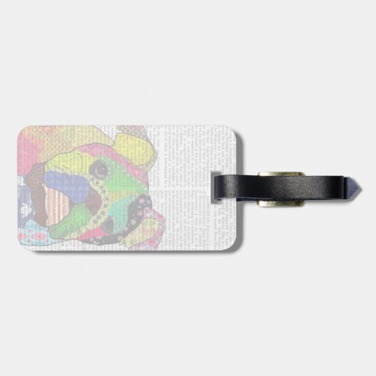 Patchwork Bulldog Bagagelabel (Achterkant horizontaal)