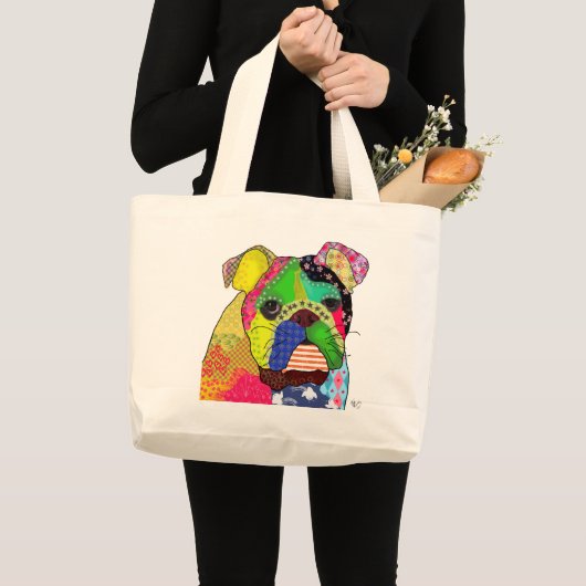 Patchwork Bulldog Grote Tote Bag (Voorkant (product))