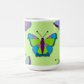 Patchwork Butterfly Pattern on Green Koffiemok