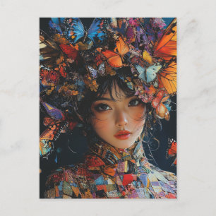 Patchwork Butterfly Woman Briefkaart