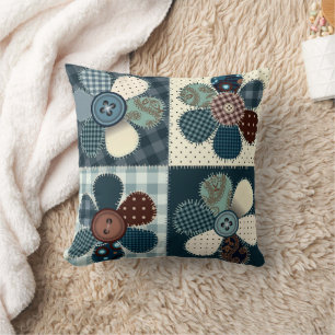 Patchwork Button Flowers Kussen