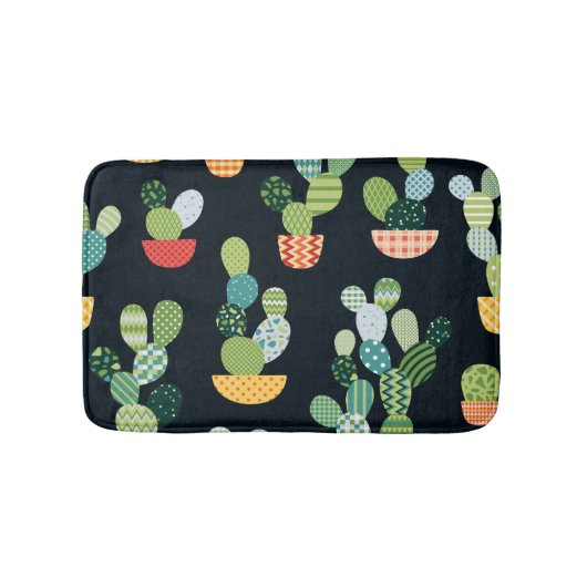 Patchwork Cactus Planten Naadloze Patroon Badmat (Voorkant)