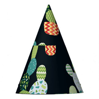 Patchwork Cactus Planten Naadloze Patroon Feesthoedjes