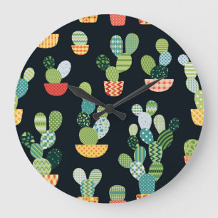 Patchwork Cactus Planten Naadloze Patroon Grote Klok
