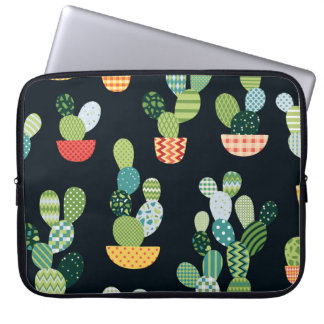 Patchwork Cactus Planten Naadloze Patroon Laptop Sleeve