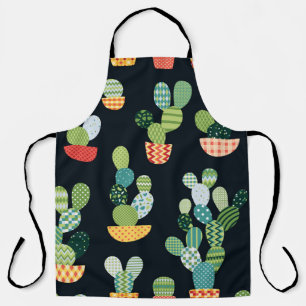 Patchwork Cactus Planten Naadloze Patroon Schort