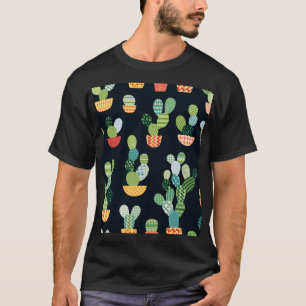 Patchwork Cactus Planten Naadloze Patroon T-shirt