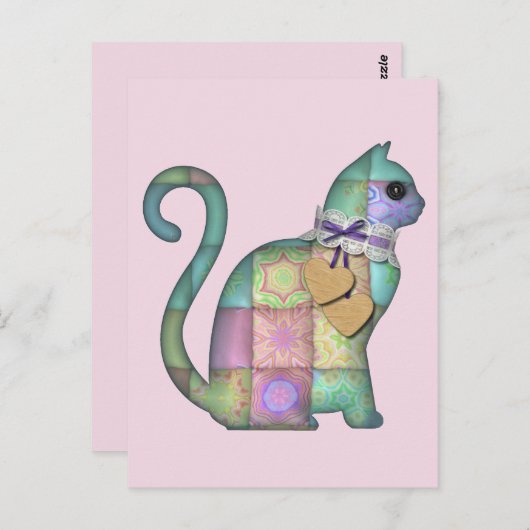 Patchwork cat-briefkaart briefkaart (Voorkant / Achterkant)