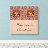 Patchwork Cat Canvas Afdruk (Insitu (Houten vloer))